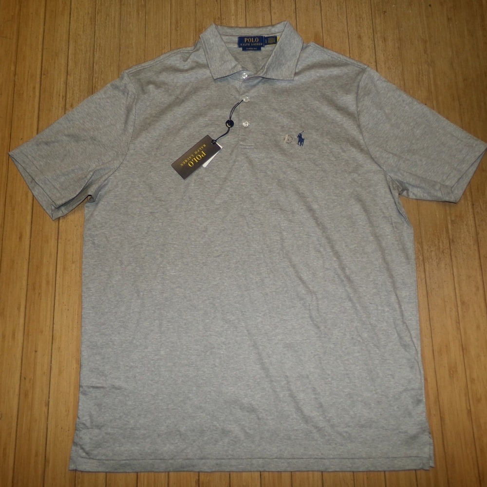 Polo Ralph Lauren Mens SZ LRG Classic Fit Grey Cotton Polo Shirt NWT
